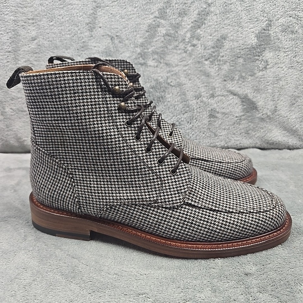 Men's Houndstooth Lace-Up Boots - Picture 2 of 9